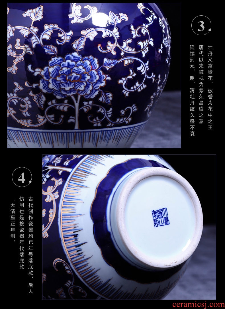 Jingdezhen ceramic vase of large sitting room of Chinese style porch place the colour blue and white porcelain decoration