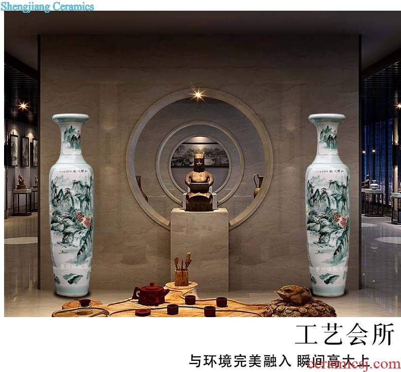 Jingdezhen ceramics has a long history in the hand-painted mountain dawn rhyme big vase home sitting room of large furnishing articles adornment
