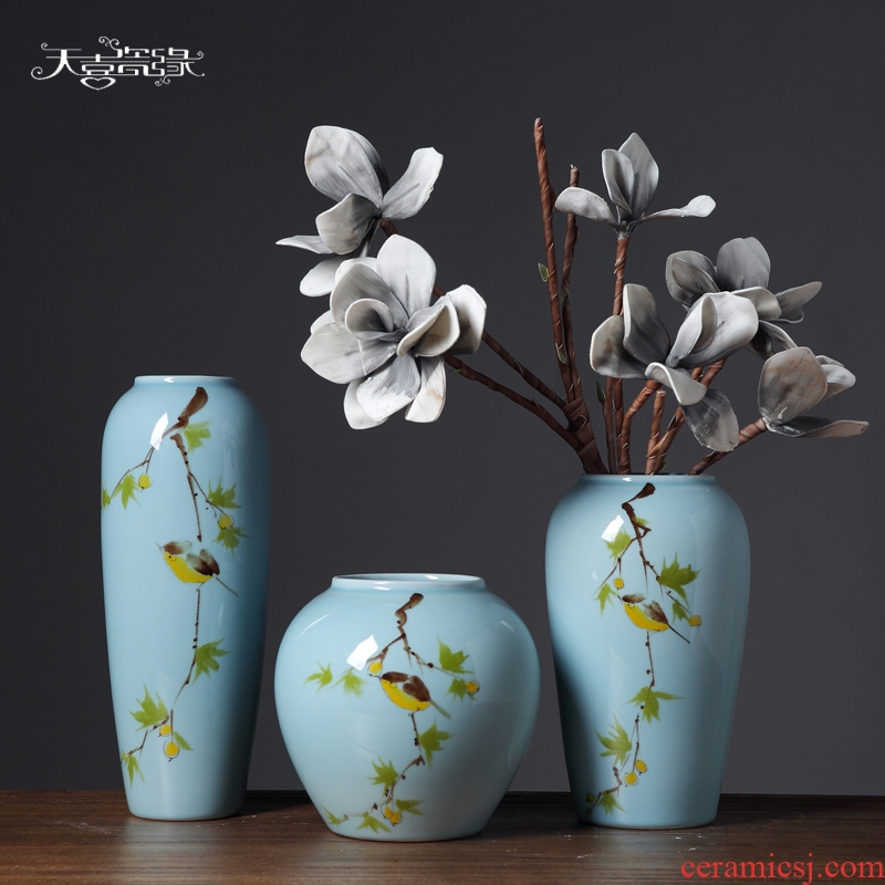 Jingdezhen modern new Chinese style household TV cabinet ceramic insert lucky bamboo vase the sitting room porch place decoration