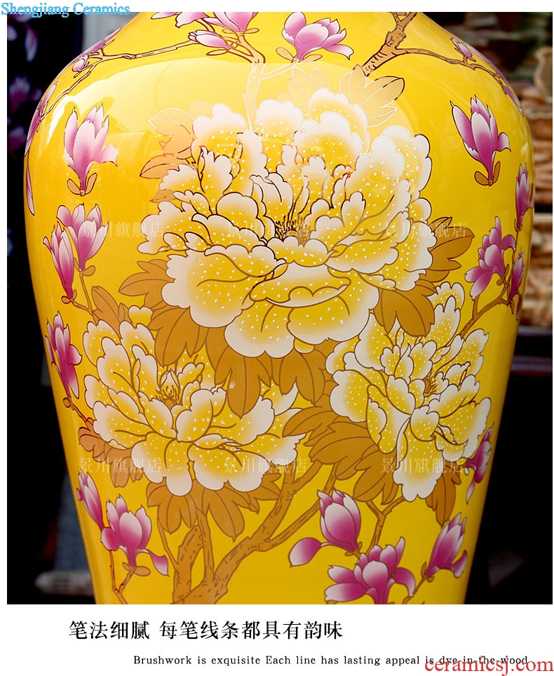 Jingdezhen ceramics festival Chinese red gold peony landing big vase household adornment porcelain porcelain furnishing articles