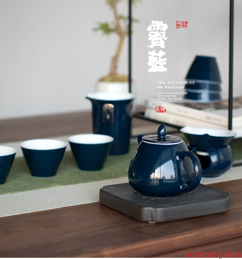 Mr Ji nan shan 6 blue small household contracted and contemporary tea set suit creative ceramic kung fu tea cup set