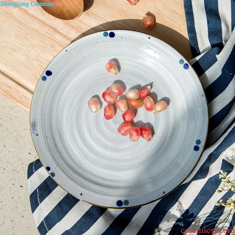 Ijarl creative Japanese dish juice bowl sushi plate rectangular plate ceramic disc plate dab home ten blue grass