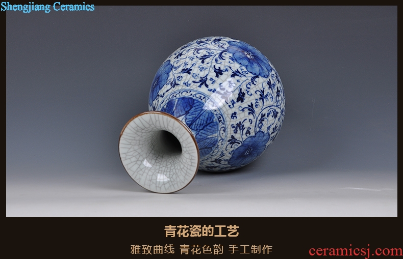 Jingdezhen ceramics classic hand-drawn under glaze color archaize kiln porcelain vase porch decoration handicraft furnishing articles