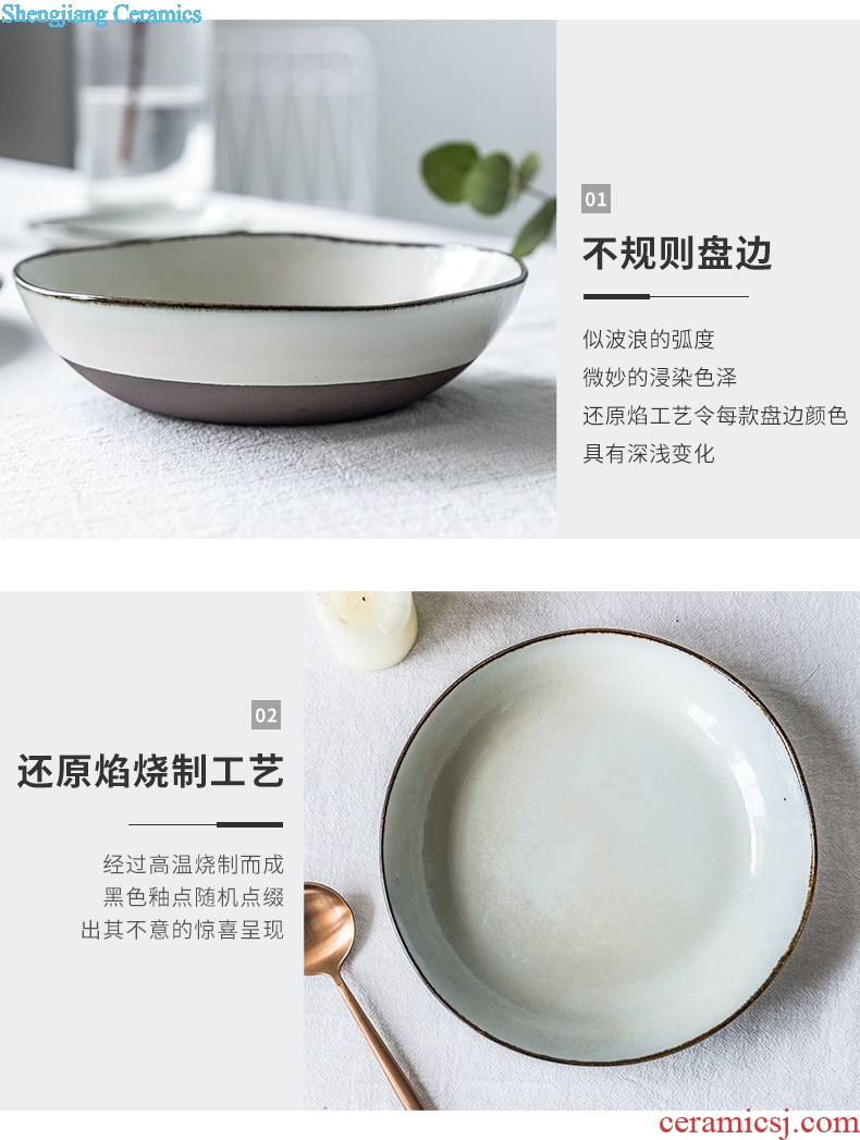 Million jia household ceramics Nordic soup bowl of soup dish plate large rainbow noodle bowl creative irregular salad bowl twilight