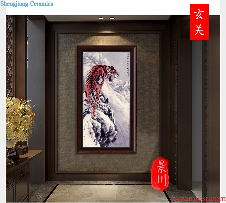 Home sitting room sofa background wall adornment jingdezhen roars sky hangs a picture ceramic painting porcelain plate painting office