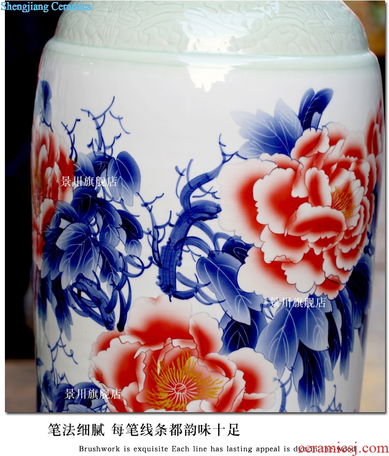 Hand color of large vase peony admiralty bottles of jingdezhen ceramics occupy the modern home furnishing articles sitting room