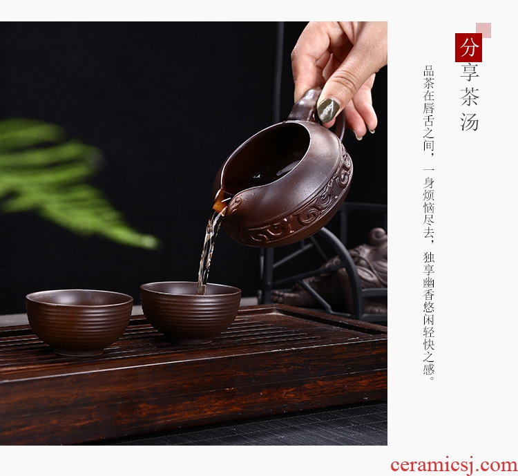 Restoring ancient ways leopard lam kung fu tea set suit household jingdezhen ceramic tea cup teapot Japanese tea ceremony the living room