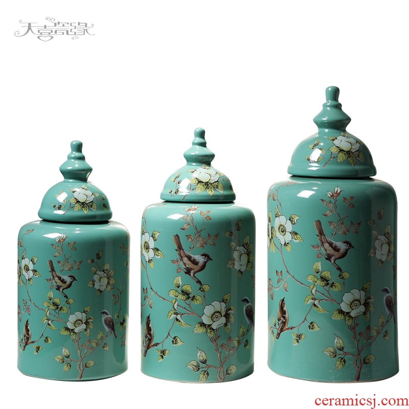 American pastoral retro ceramic storage tank is placed between household soft adornment example of contemporary sitting room porch decoration