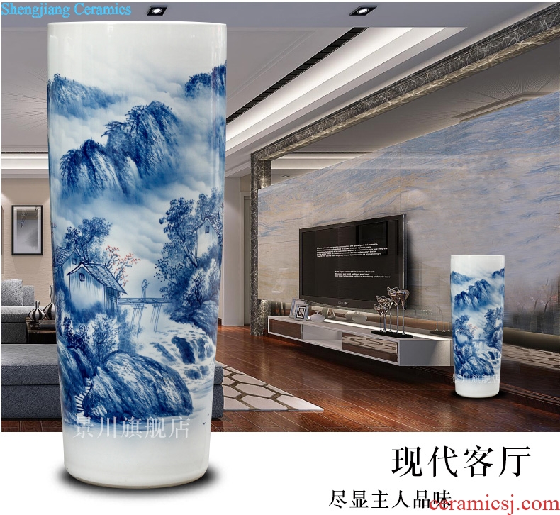 Jingdezhen ceramic hand-painted scenery of large vase home furnishing articles modern quiver landing craft ornaments sitting room