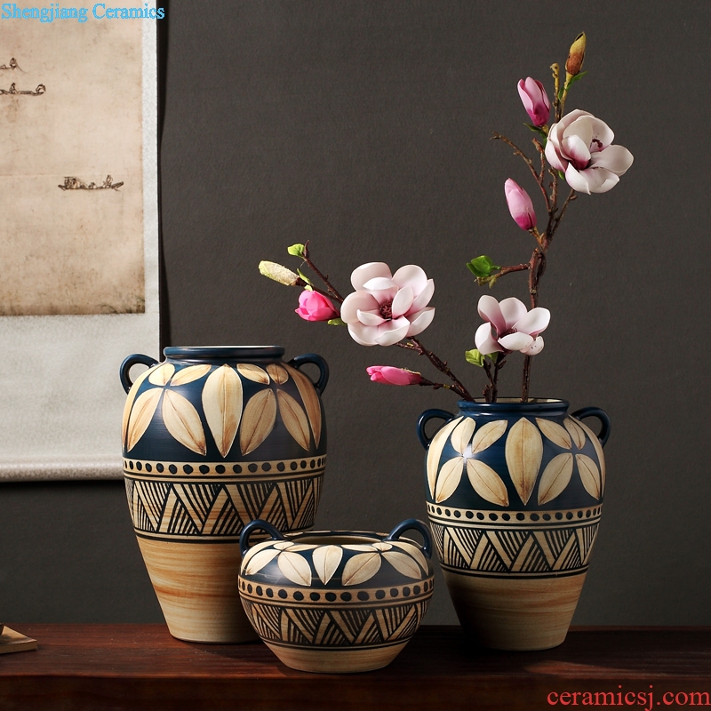 Composed of ancient earthenware jar are dried flower flower implement original ceramic coarse pottery flowerpot vase do old zen simple furnishing articles