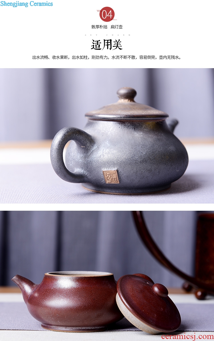 Jingdezhen TaoXiChuan new handmade ceramic flat bulb kung fu tea set of violet arenaceous the teapot