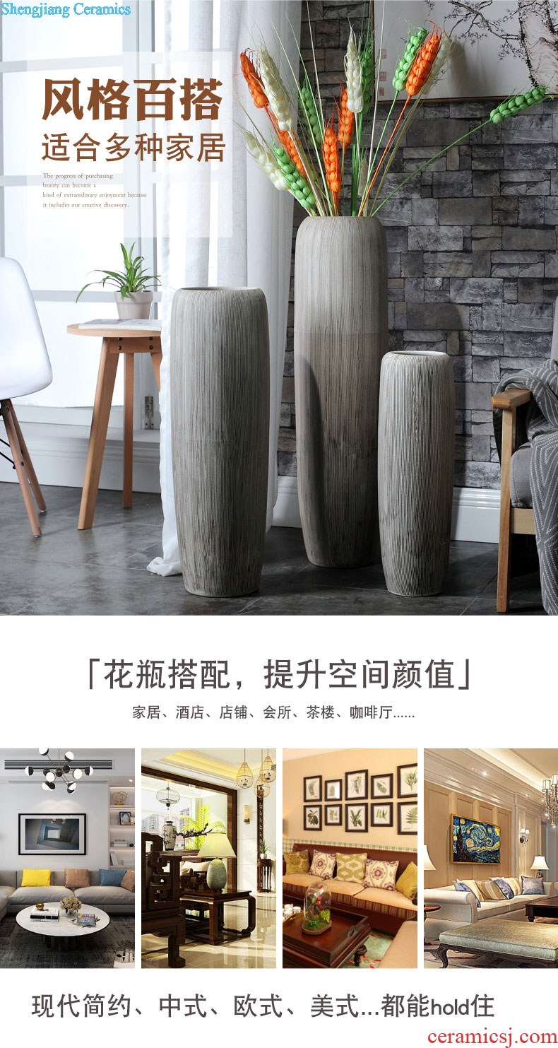 Lucky bamboo dried flowers big ceramic vase Nordic modern furnishing articles, arranging flowers sitting room be born creative home decorations