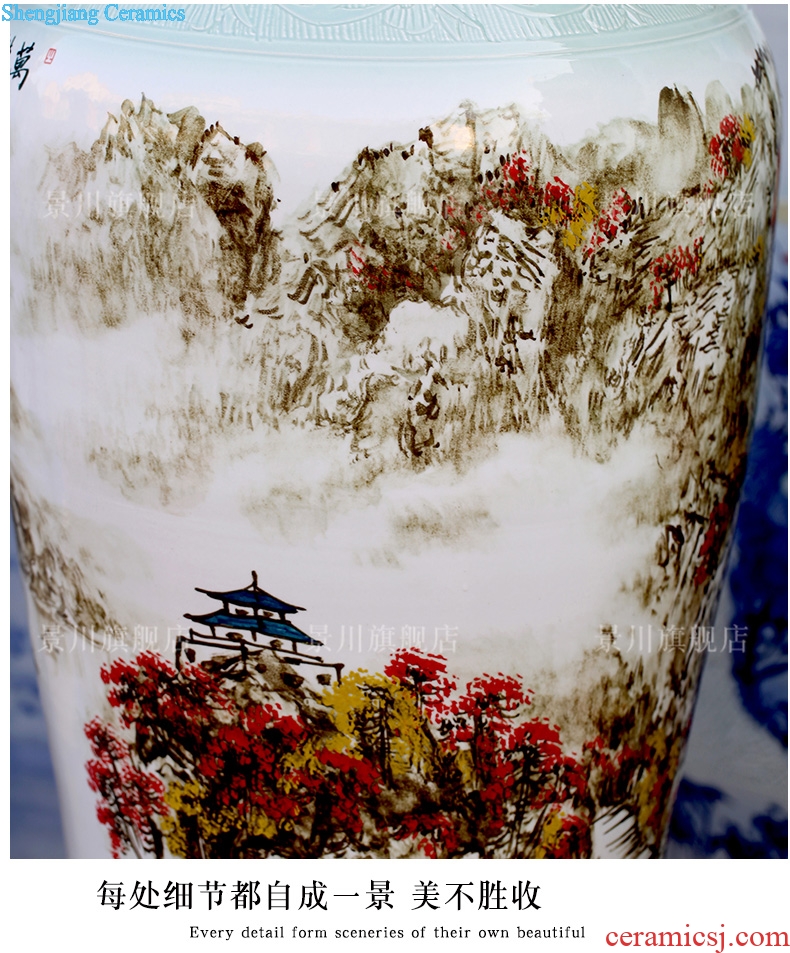 Jingdezhen ceramics green landscape painting sculpture of large vase full shade big porcelain sitting room furnishing articles