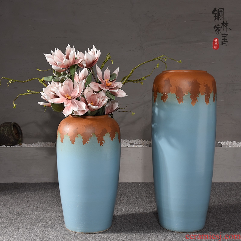 Jingdezhen ceramic european-style hotel villa porch sitting room of large vase flower flower decoration flower arranging furnishing articles
