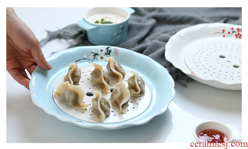 Japanese tableware jingdezhen ceramic plates home steamed dumpling dish creative contracted cold cold dish dish of boiled dumpling dishes