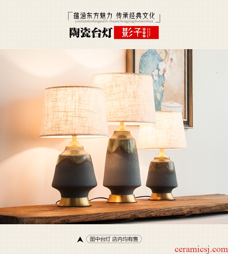 All copper ceramic desk lamp retro nostalgia sitting room of modern Chinese style hotel study adornment lamps and lanterns of bedroom the head of a bed, 1058