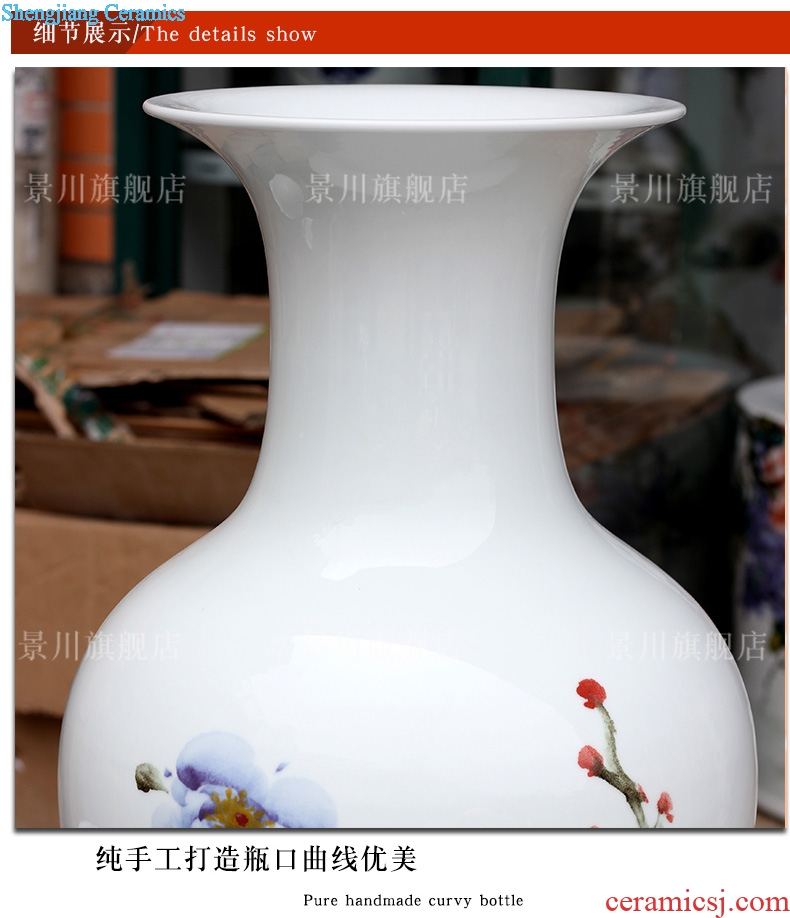 Jingdezhen ceramic hand-painted enamel vase peony flower arranging landing big home sitting room is the only thing the study of Chinese style furnishing articles