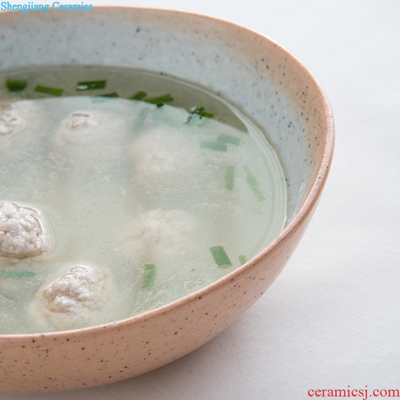 Ijarl million fine ceramic tableware bowl dish bowl of soup bowl rainbow noodle bowl round household Japanese large irregular steamed eggs