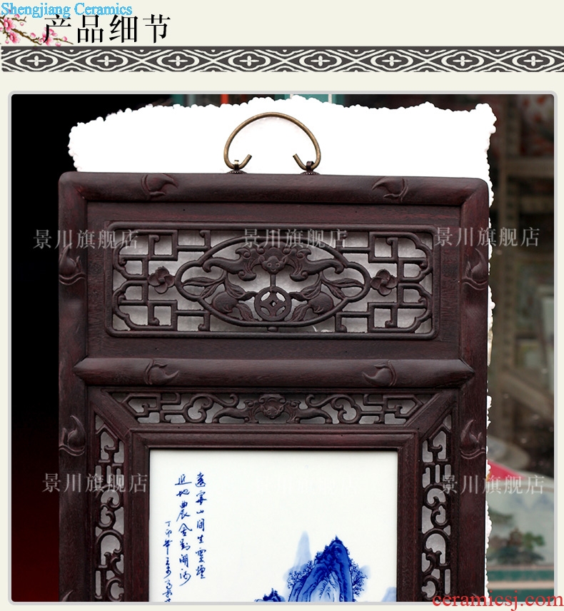 Jingdezhen ceramic background painted porcelain plate painting landscape painting four screen adornment home sitting room hotel furnishing articles to restore ancient ways
