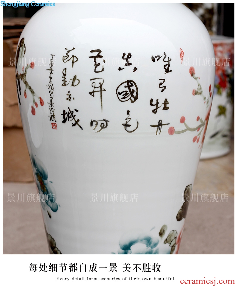 Jingdezhen ceramic hand-painted enamel vase peony flower arranging landing big home sitting room is the only thing the study of Chinese style furnishing articles