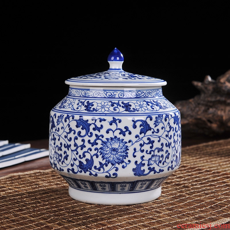 Jingdezhen ceramics vase of blue and white porcelain jar storage tank wine TV ark adornment handicraft furnishing articles in the living room