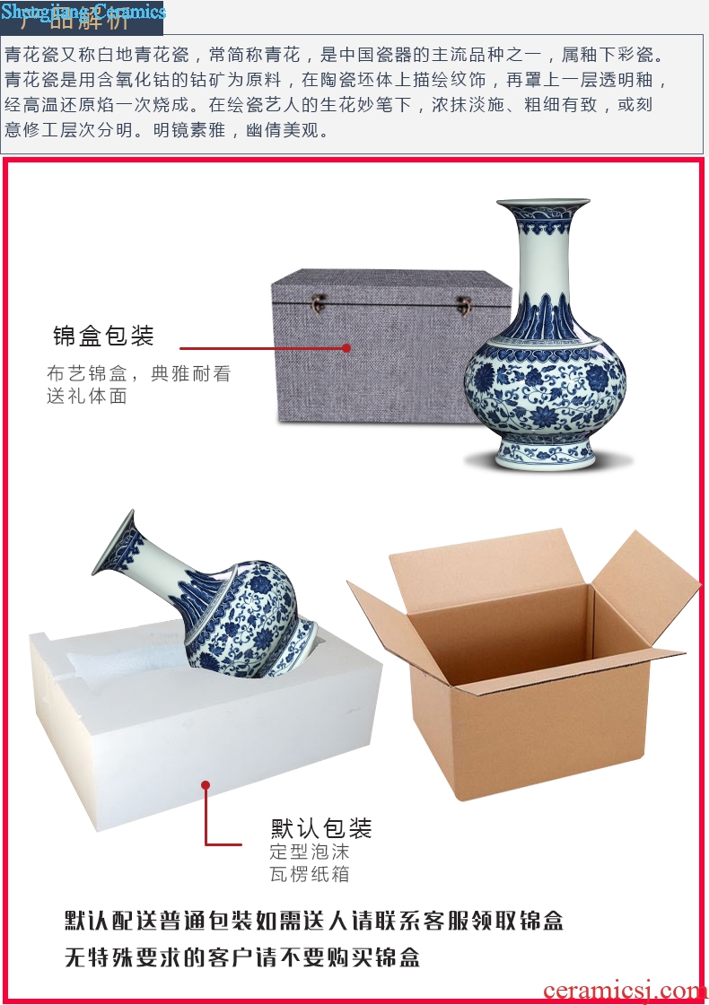 Jingdezhen ceramics vase blue and white porcelain sitting room of Chinese style household adornment porch furnishing articles furnishing articles