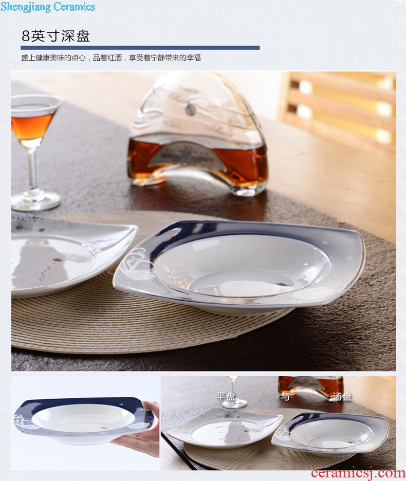 Million jia square ceramics dishes contracted style bowl chopsticks at home dinner plate suit wedding gifts