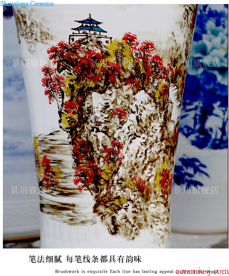 Jingdezhen ceramics green landscape painting sculpture of large vase full shade big porcelain sitting room furnishing articles