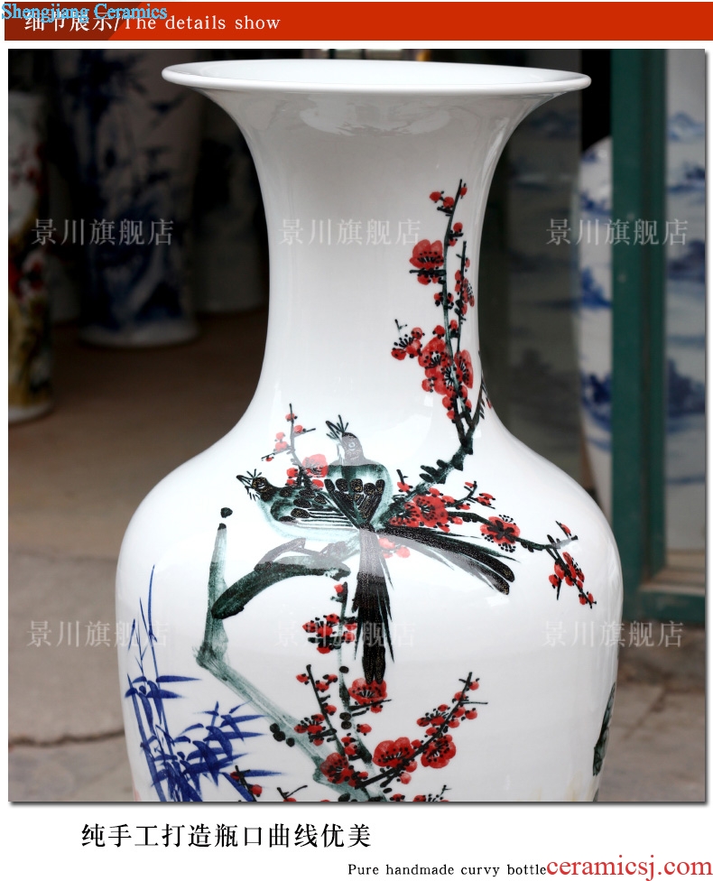 Jingdezhen ceramics hand-painted flowers flower arrangement sitting room of large vase furnishing articles household craft ornaments