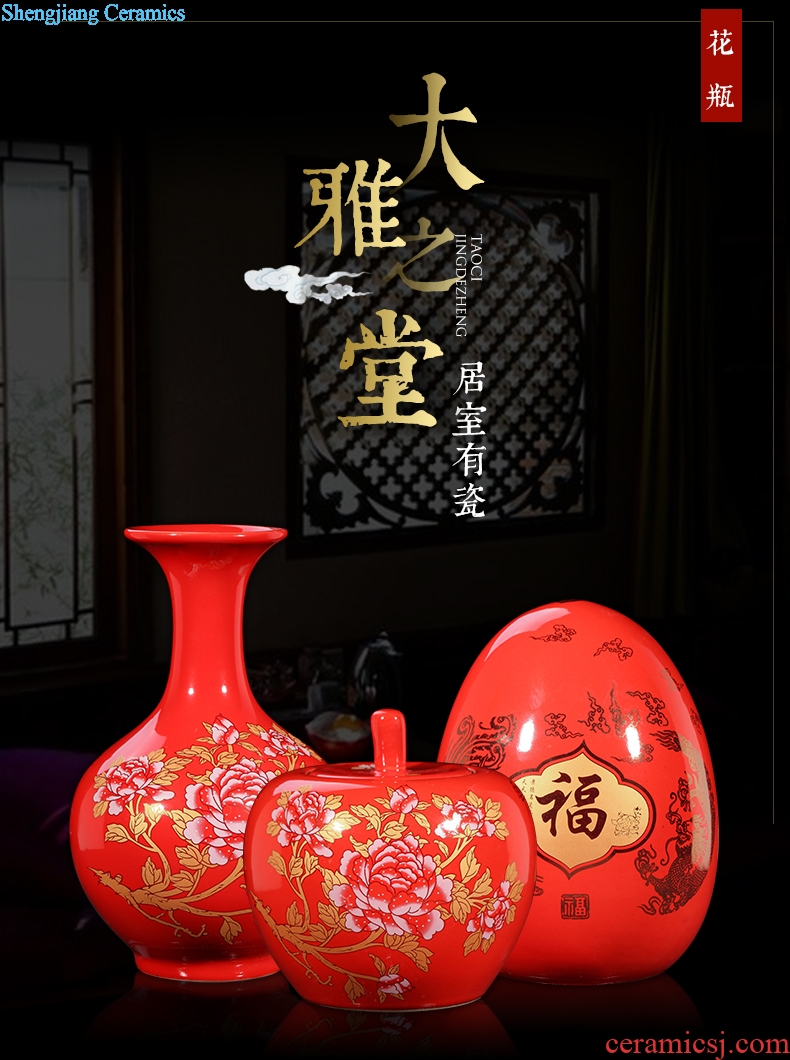 Jingdezhen ceramics China red longfeng gourd furnishing articles sitting room vase vases, modern home decoration