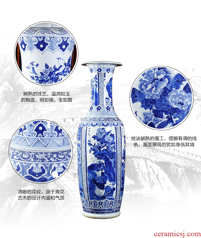 Jingdezhen ceramics hand-painted porcelain of 1.6 meters of large vase hotel lobby sitting room adornment is placed