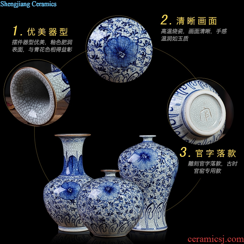 Jingdezhen ceramics vase furnishing articles blue and white porcelain decoration in the sitting room flower vase kiln Chinese style household decorations