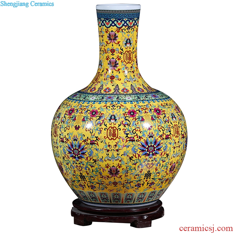 Jingdezhen ceramics colored enamel of large vases, flower flower arrangement sitting room adornment ceramics furnishing articles