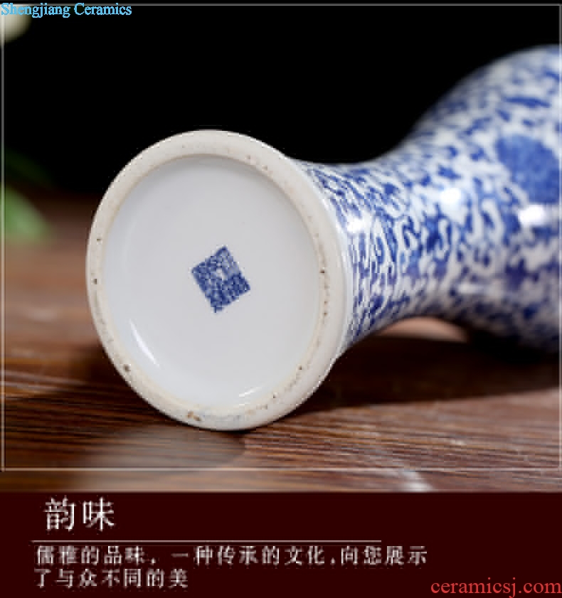 Jingdezhen ceramic blue tie up branch lotus surface vases, contemporary and contracted sitting room small and pure and fresh household furnishing articles decorations