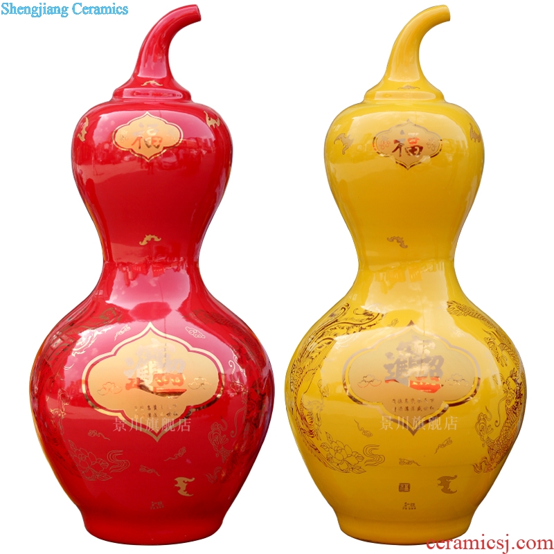 Jingdezhen ceramic maxim landing big gourd vases home sitting room store modern Chinese style furnishing articles