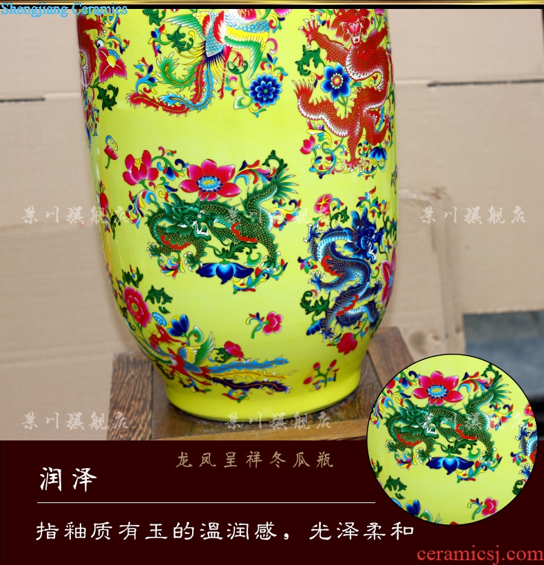 Jingdezhen ceramics Huang Longfeng ChengXiang vase home sitting room mesa desktop office furnishing articles, decorative