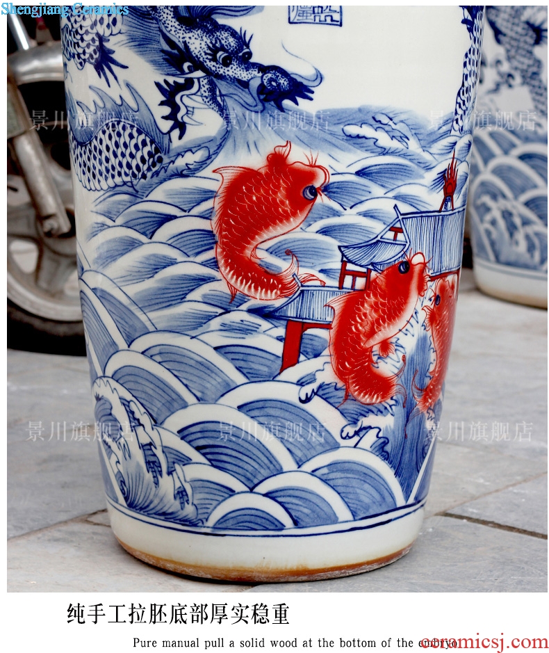 Jingdezhen ceramics, Kowloon 18 carp landing big vase yards opened the gift porcelain sitting room hotel company