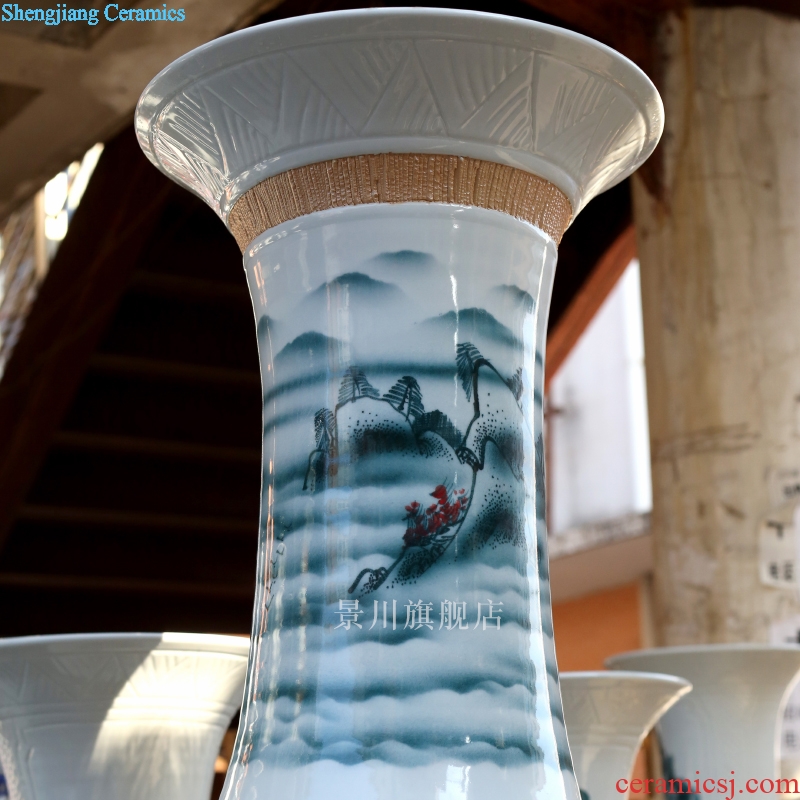 Carved dragons and phoenixes splendid sunvo colorful large vases, jingdezhen blue and white porcelain ceramics sitting room furnishing articles