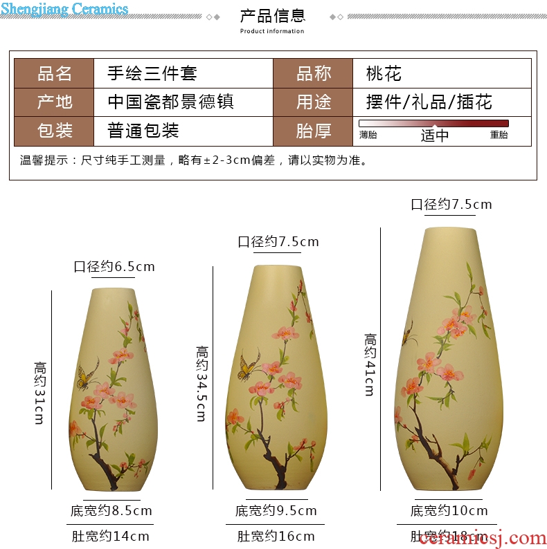 Scene, jingdezhen ceramic vase hand-painted frosted three-piece handicraft furnishing articles home decoration decoration