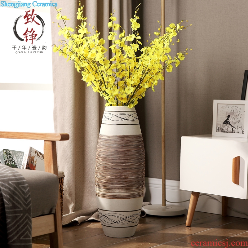 Nordic contemporary and contracted household adornment, dry flower arranging porcelain vase of large hotel high furnishing articles lucky bamboo living room
