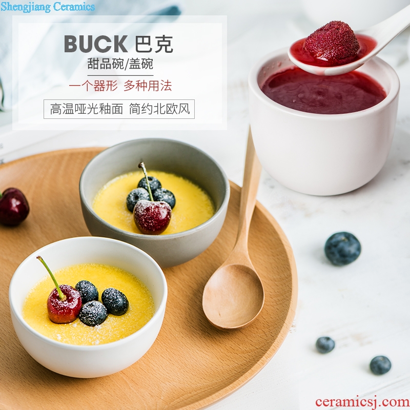 Small bowl bowl cover ceramic creative household sugar water bowl dessert bowl dish bird's nest soup bowl pudding bowl of double peel milk cup