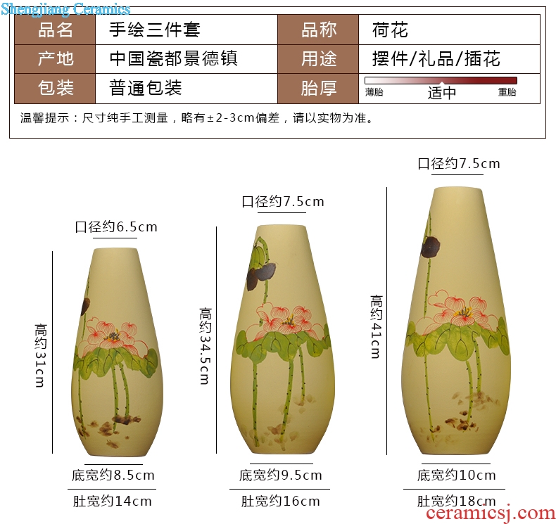 Scene, jingdezhen ceramic vase hand-painted frosted three-piece handicraft furnishing articles home decoration decoration