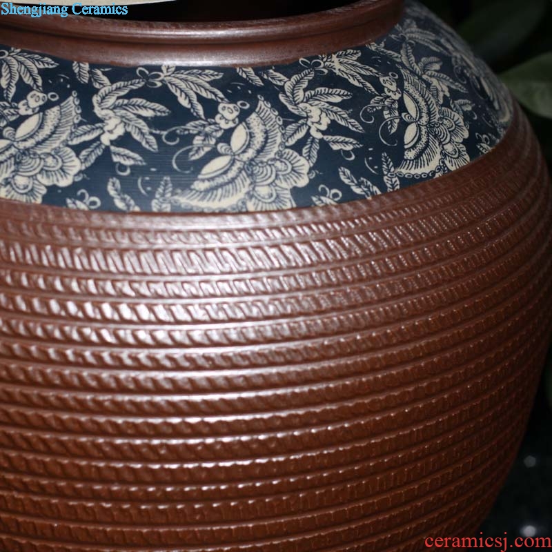 Jingdezhen 45 kg 100 jins caramel round ceramic porcelain cover pot caramel tondo storage tank