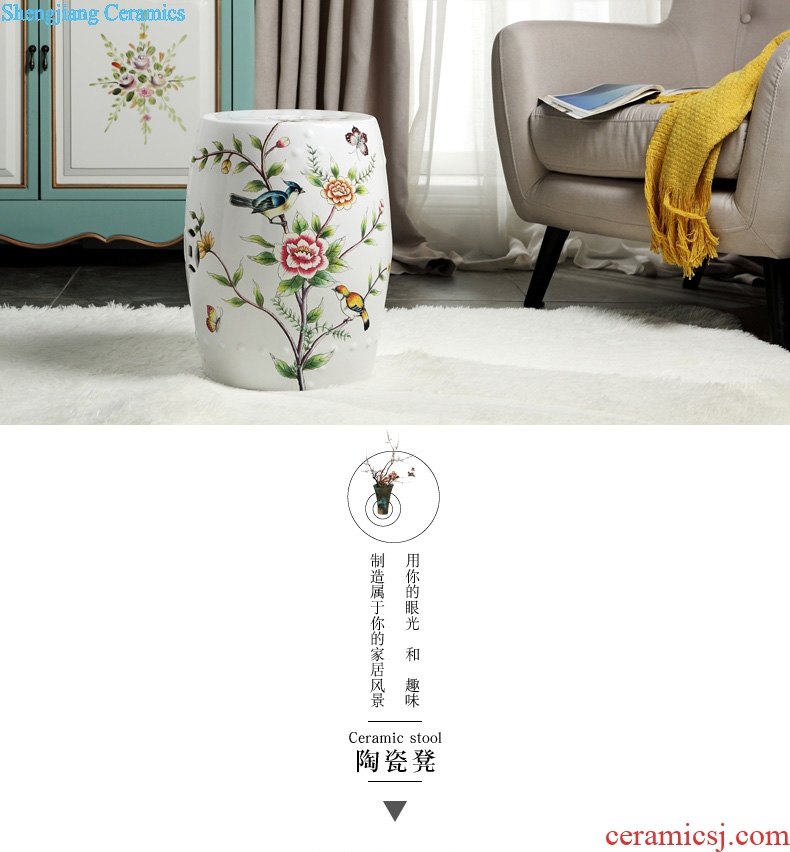 New Chinese style american-style mix ceramic drum stool pier dressing change shoe stool sitting room tea table stool bath stool dry stool