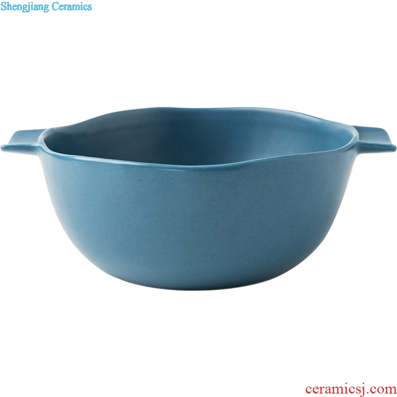 Ijarl million jia household ceramics northern wind large ears soup can prevent hot matte glazed bowl dish bowl of Ceylon island