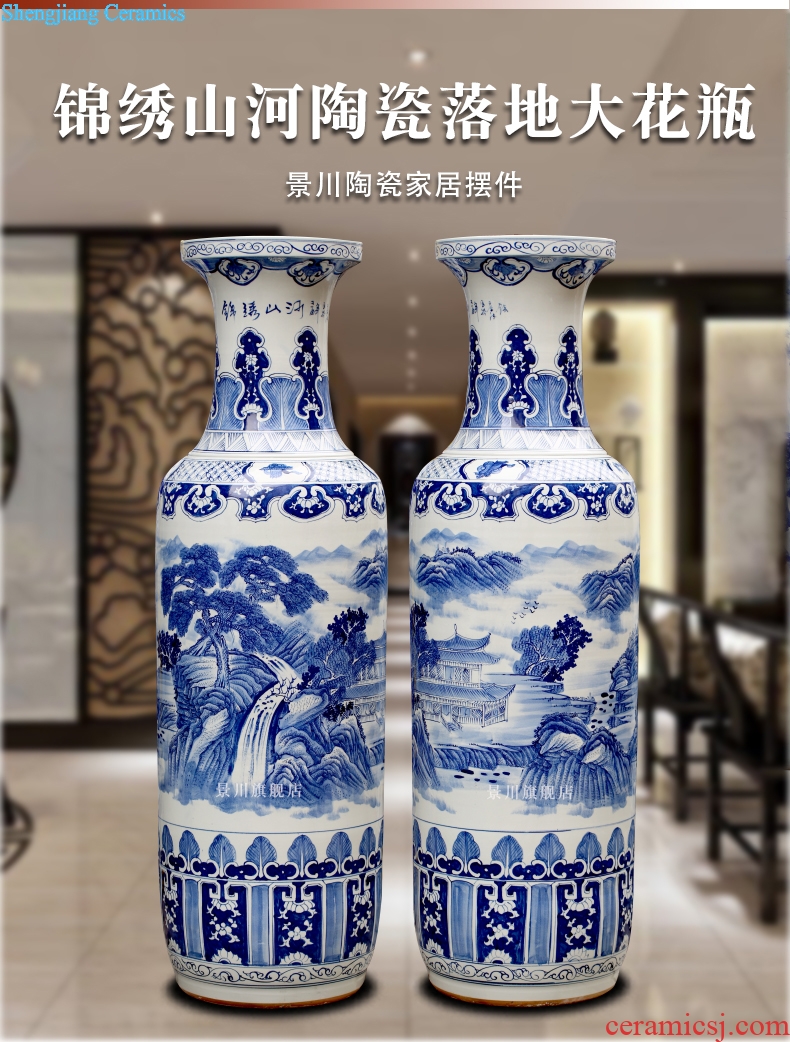 Blue and white porcelain of jingdezhen hand-painted splendid sunvo sitting room adornment porcelain vase of large hotel furnishing articles with a gift