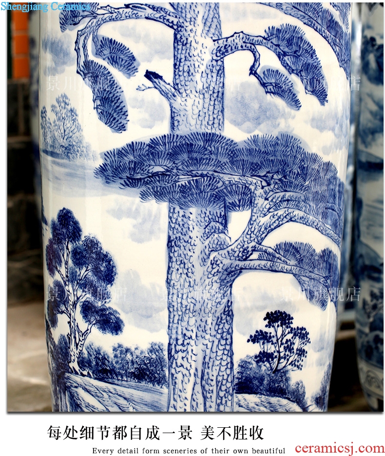 Jingdezhen porcelain ceramic hand-painted loose to meet the world landing big vase household sitting room hotel Chinese large-sized furnishing articles