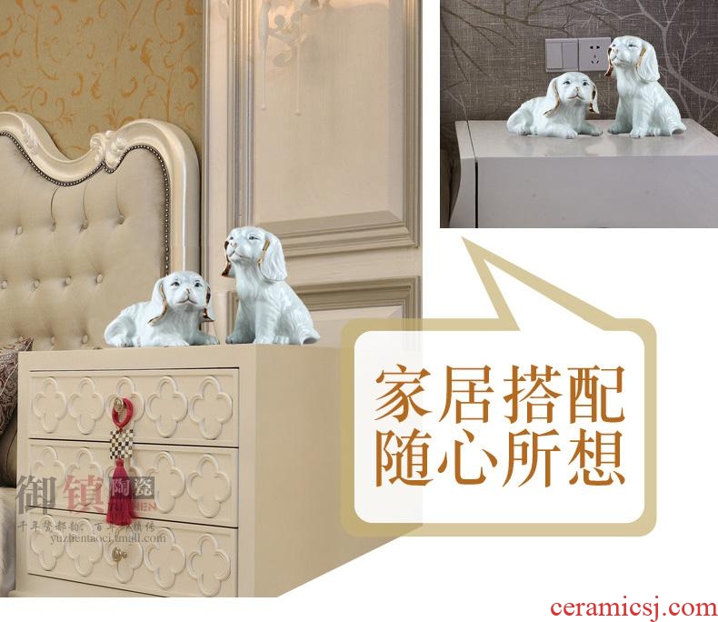 Ceramic puppy dog birthday present for his girlfriend zodiac cartoon household adornment penjing lovers wedding gift