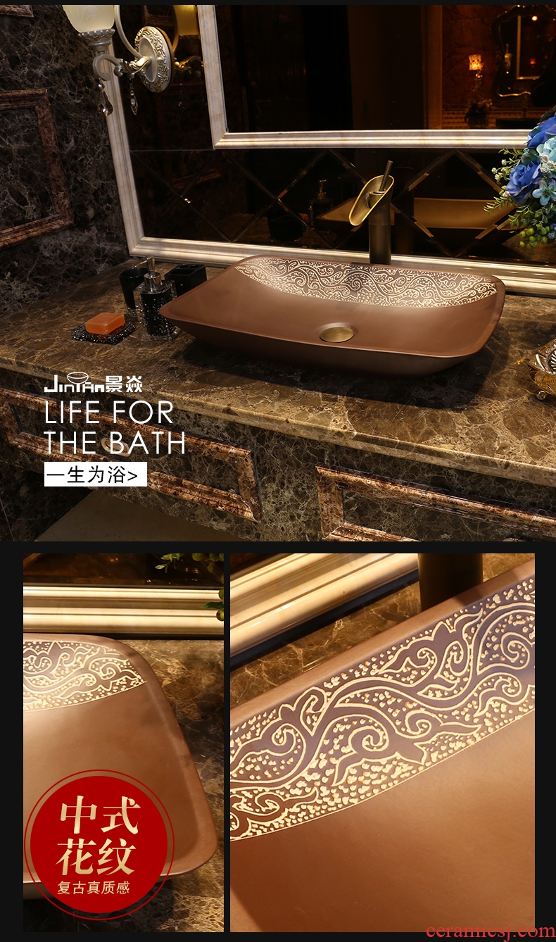 JingYan Fred over art stage basin creative ceramic lavatory rectangular basin archaize lavabo restoring ancient ways