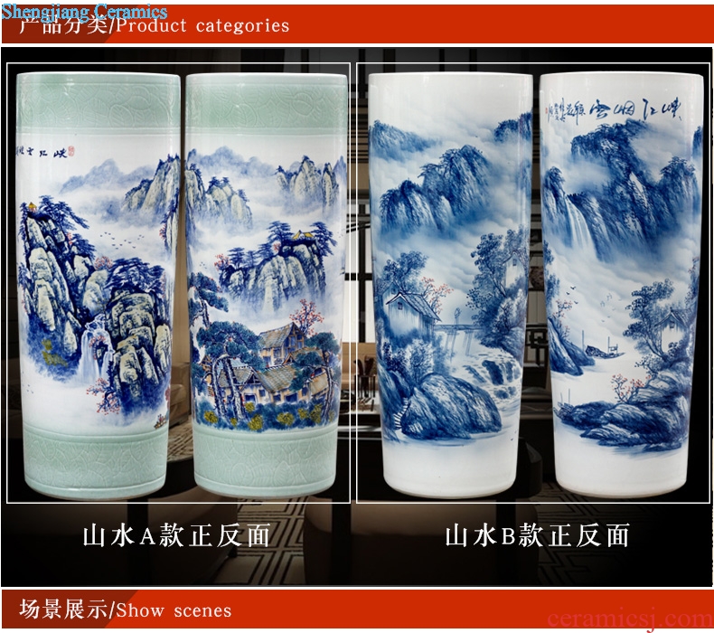 Jingdezhen ceramic hand-painted scenery of large vase home furnishing articles modern quiver landing craft ornaments sitting room